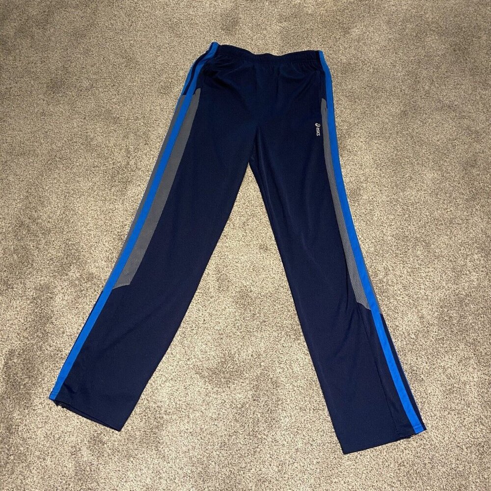 ASICS XL 18/20 Blue‎ Lightweight Track Pants Athletic Zip Ankle Running Workout